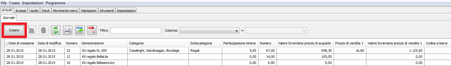 Gestione articoli per negozi e magazzini