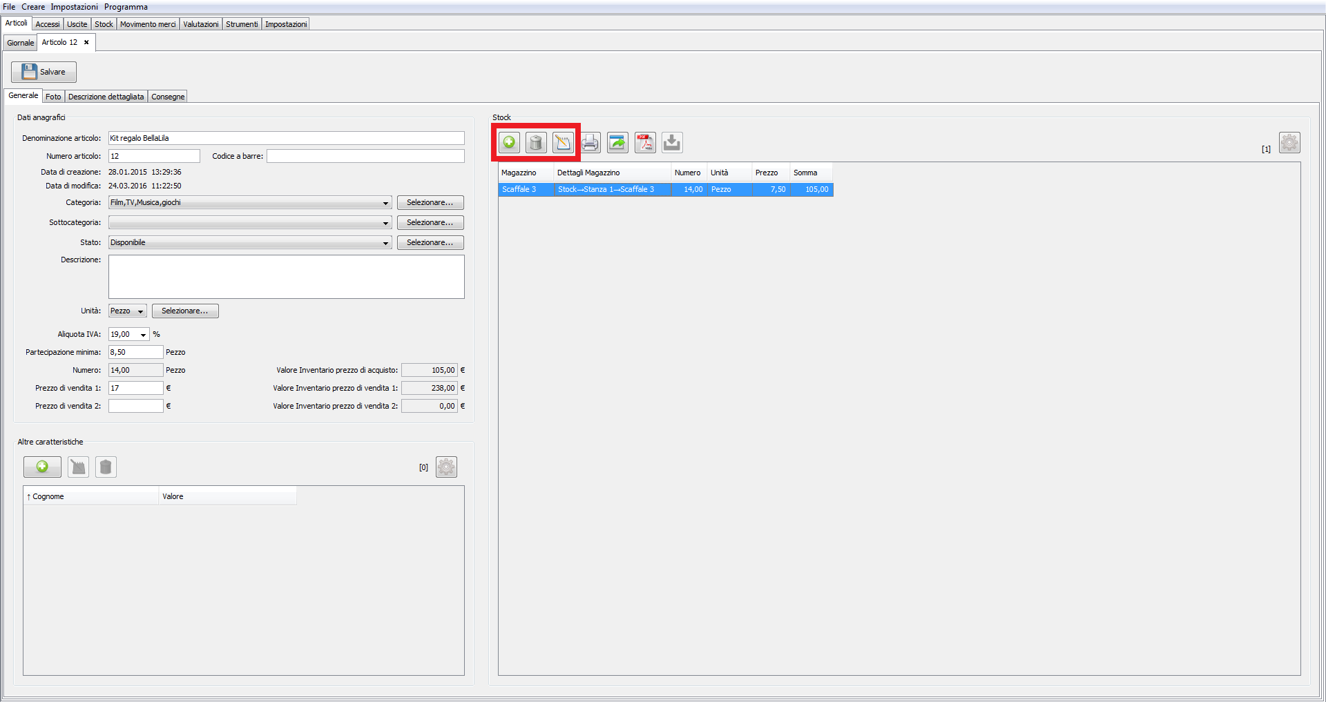Gestione articoli per negozi e magazzini