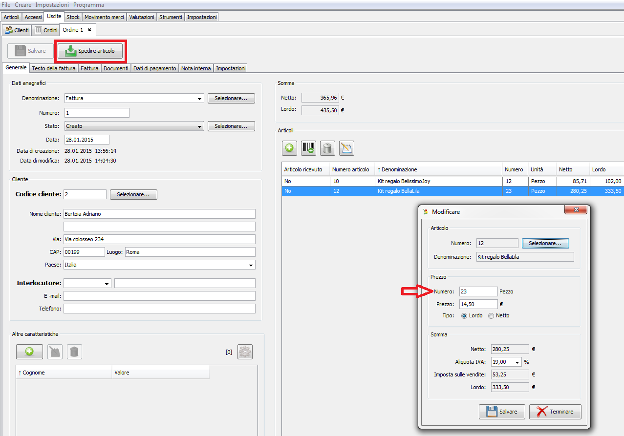 Gestione articoli per negozi e magazzini